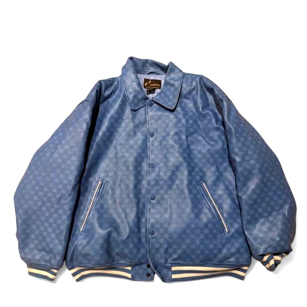 (2003-2007) Raw Blue RB Monogram Bomber Jacket - Powder Blue - 3XL
